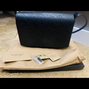 Burberry Perforated Calfskin Logo Hampshire Bag